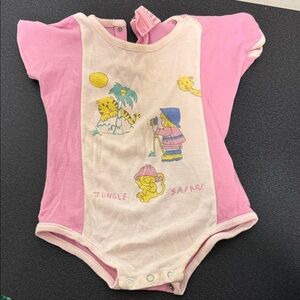 Pink Jungle Safari Baby One-Piece Bodysuit 80’s